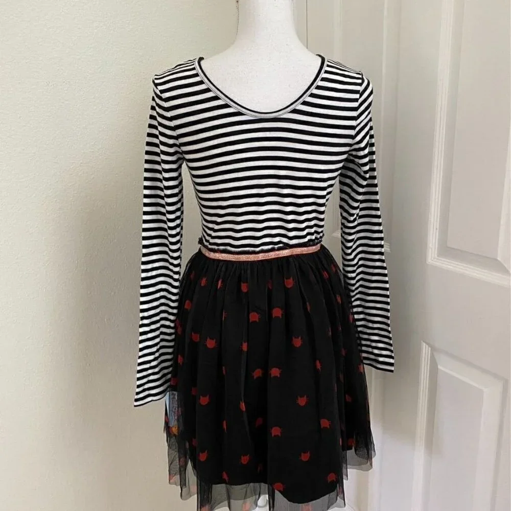 Target Cat & Jack™ Girls' Halloween Long Sleeve Tulle Dress Black/White XL 14